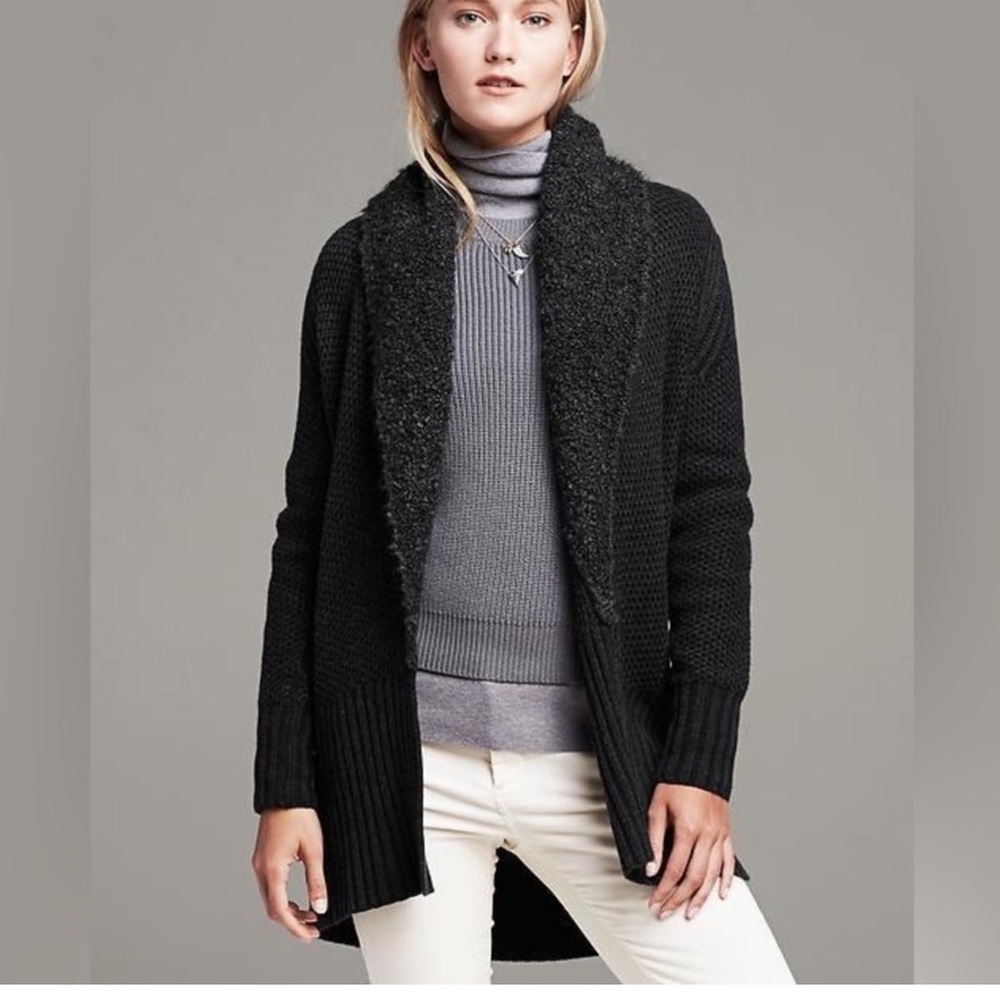 Banana Republic Grey Merino Mohair Blend Cardigan Small